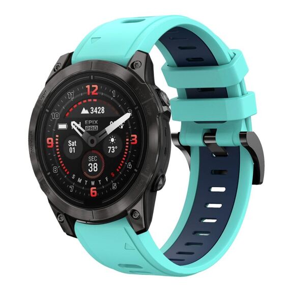 Per Garmin Epix Pro 51mm Sports cinturino in silicone bicolore da 26mm (verde menta + blu notte)
