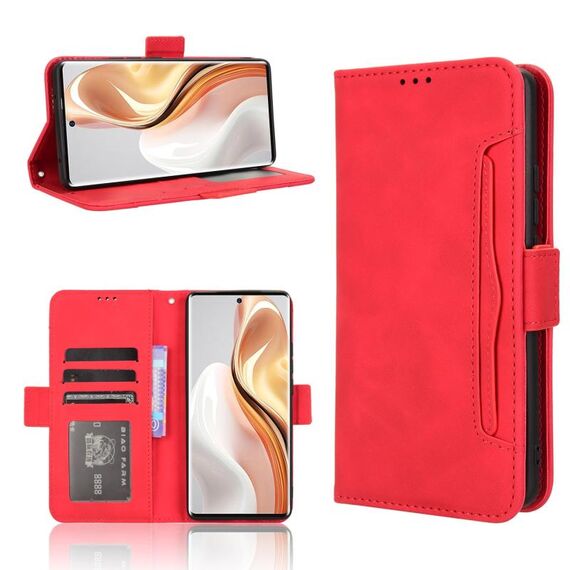 Per Ulefone Note 17 Pro Custodia in pelle con slot per schede e texture in vitello (rosso)