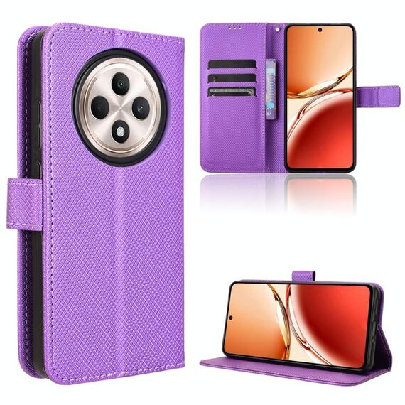 Per OPPO Reno12 F 5G Custodia in pelle con texture a diamante (viola)