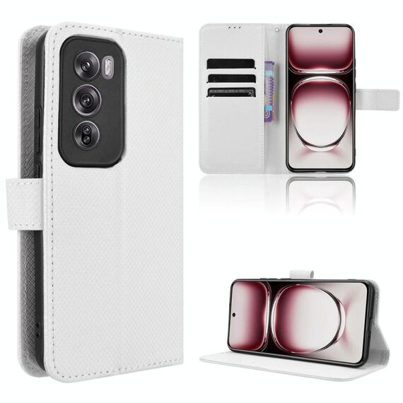 Per OPPO Reno12 Pro 5G Custodia per telefono in pelle con texture a diamante globale (bianca)