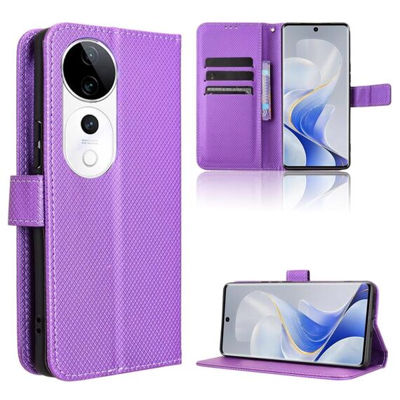 Per vivo S19 Pro 5G / V40 5G Custodia per telefono in pelle con texture a diamante (viola)