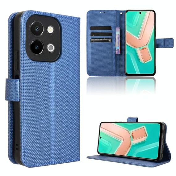 Per vivo Y28 4G Custodia in pelle con texture a diamante (blu)