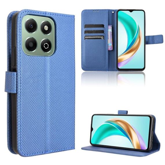 Per Honor X6b 4G Custodia in pelle con texture a diamante (blu)
