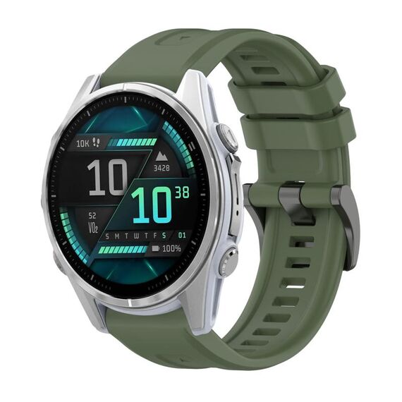 Per Garmin Fenix ​​8 AMOLED 43mm Pure Color Fibbia in acciaio 20mm Cinturino in silicone (verde scuro)