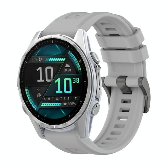 Per Garmin Fenix ​​8 AMOLED 43mm Pure Color Fibbia in acciaio 20mm Cinturino in silicone (grigio)