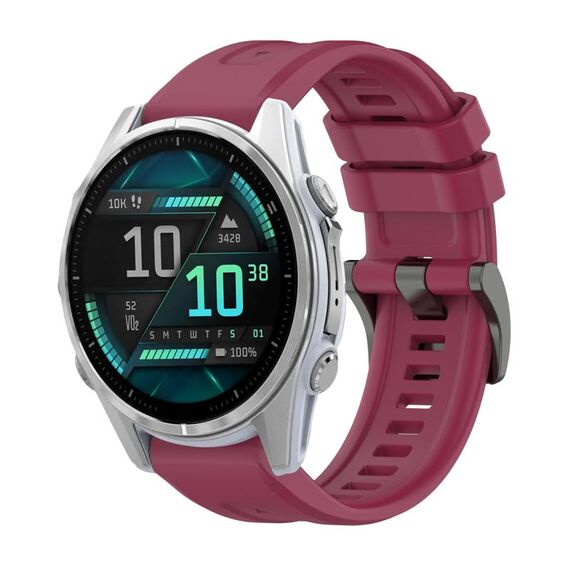 Per Garmin Fenix ​​8 AMOLED 43mm Pure Color Fibbia in acciaio 20mm Cinturino in silicone (rosso vino)