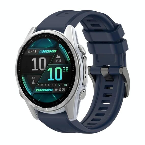 Per Garmin Fenix ​​8 AMOLED 43mm Pure Color Fibbia in acciaio 20mm Cinturino in silicone (blu notte)