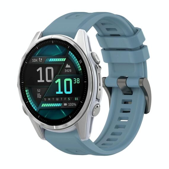 Per Garmin Fenix ​​8 AMOLED 43mm Pure Color Fibbia in acciaio 20mm Cinturino in silicone (Rock Cyan)