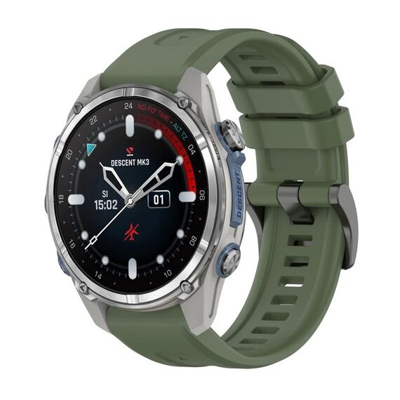 Per Garmin Descent Mk3 43mm Pure Color Fibbia in acciaio 20mm Cinturino in silicone (verde scuro)