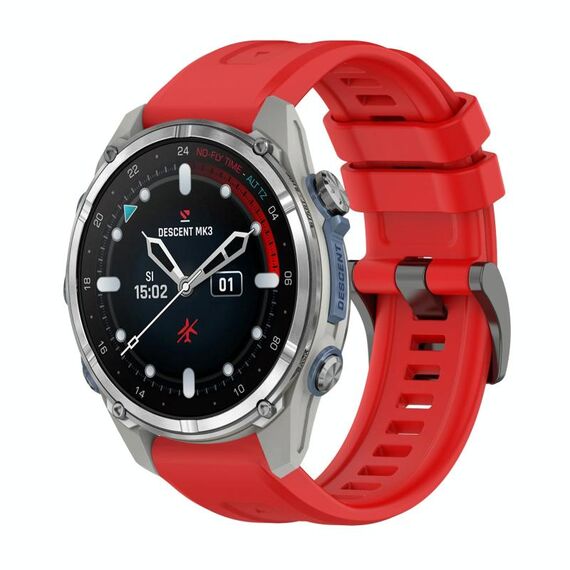 Per Garmin Descent Mk3 43mm Pure Color Steel Buckle 20mm Cinturino in silicone (rosso)