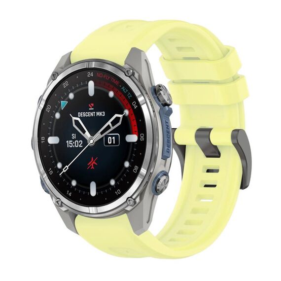 Per Garmin Descent Mk3 43mm Pure Color Fibbia in acciaio 20mm Cinturino in silicone (giallo)