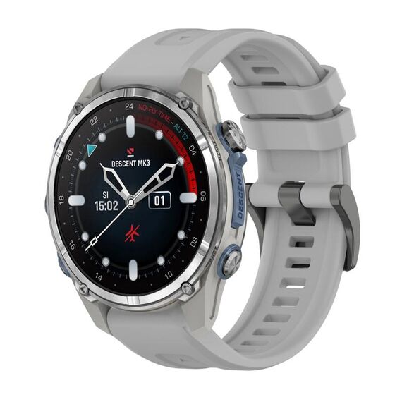 Per Garmin Descent Mk3 43mm Pure Color Fibbia in acciaio 20mm Cinturino in silicone (grigio)