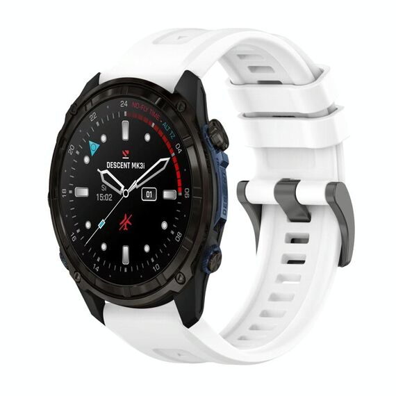 Per Garmin Descent Mk3i 43mm Pure Color Fibbia in acciaio 20mm Cinturino in silicone (bianco)