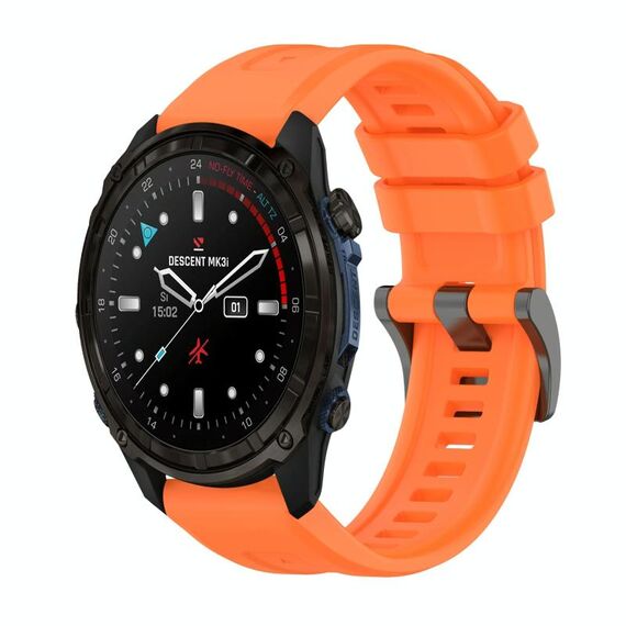 Per Garmin Descent Mk3i 43mm Pure Color Fibbia in acciaio 20mm Cinturino in silicone (arancione)