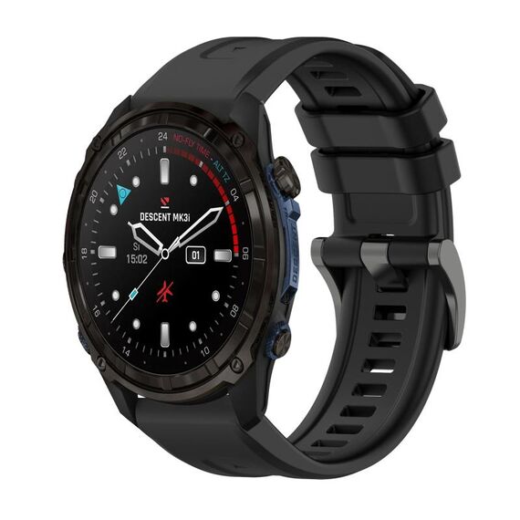 Per Garmin Descent Mk3i 43mm Pure Color Fibbia in acciaio 20mm Cinturino in silicone (nero)