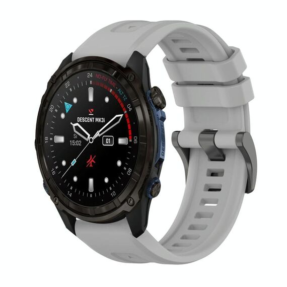 Per Garmin Descent Mk3i 43mm Pure Color Fibbia in acciaio 20mm Cinturino in silicone (grigio)