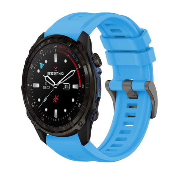Per Garmin Descent Mk3i 43mm Pure Color Fibbia in acciaio 20mm Cinturino in silicone (blu cielo)