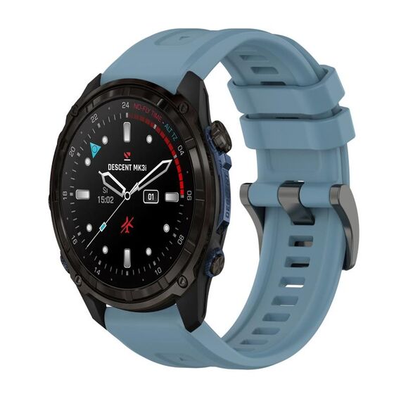 Per Garmin Descent Mk3i 43mm Pure Color Fibbia in acciaio 20mm Cinturino in silicone (Rock Cyan)