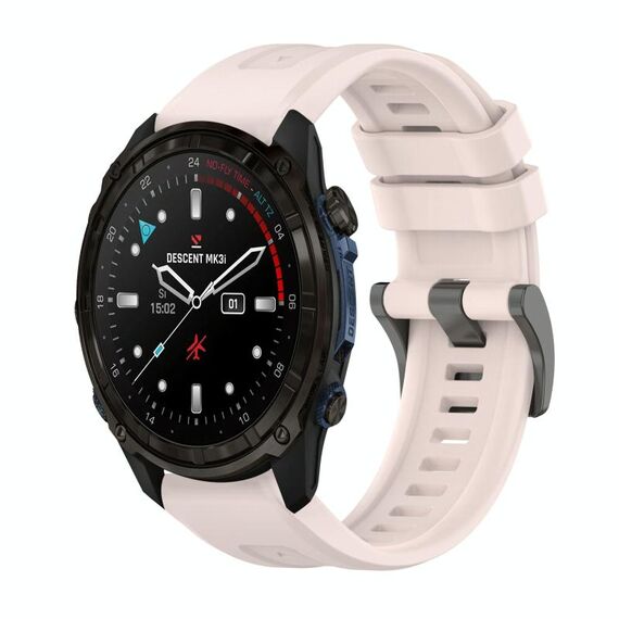 Per Garmin Descent Mk3i 43mm Pure Color Fibbia in acciaio 20mm Cinturino in silicone (rosa)