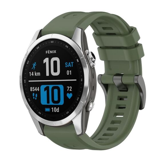 Per Garmin Fenix ​​7S Pro 42mm Pure Color Steel Buckle 20mm Cinturino in silicone (verde scuro)