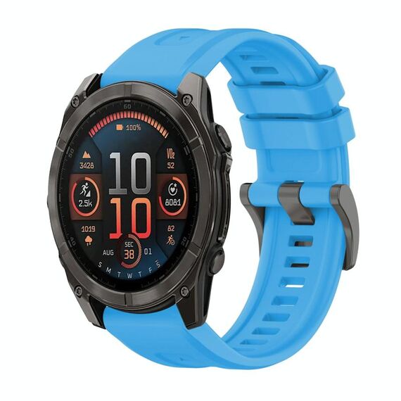 Per Garmin Fenix ​​8 AMOLED 51mm Pure Color Fibbia in acciaio 26mm Cinturino in silicone (blu cielo)