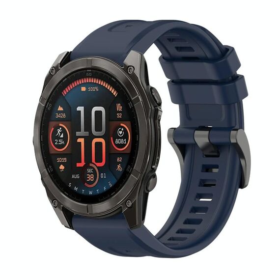 Per Garmin Fenix ​​8 AMOLED 51mm Pure Color Fibbia in acciaio 26mm Cinturino in silicone (blu notte)