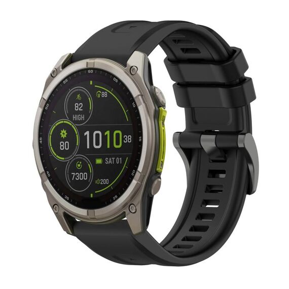 Per Garmin Fenix ​​8 MIP 51mm Pure Color Fibbia in acciaio 26mm Cinturino in silicone (nero)
