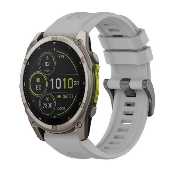 Per Garmin Fenix ​​8 MIP 51mm Pure Color Fibbia in acciaio 26mm Cinturino in silicone (grigio)