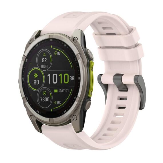 Per Garmin Fenix ​​8 MIP 51mm Pure Color Fibbia in acciaio 26mm Cinturino in silicone (rosa)