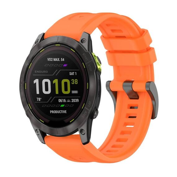 Per Garmin Enduro 3 Pure Color Steel Buckle 26mm Cinturino in silicone (arancione)