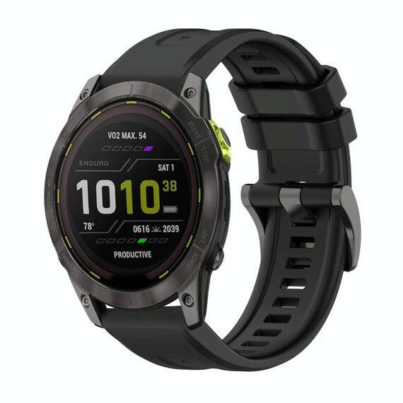 Per Garmin Enduro 3 Pure Color Steel Buckle 26mm Cinturino in silicone (nero)