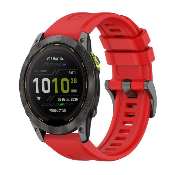 Per Garmin Enduro 3 Pure Color Steel Buckle 26mm Cinturino in silicone (rosso)