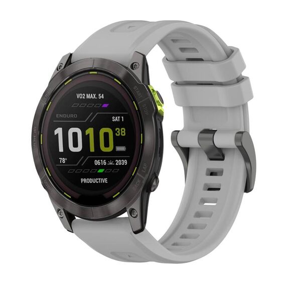 Per Garmin Enduro 3 Pure Color Steel Buckle 26mm Cinturino in silicone (grigio)