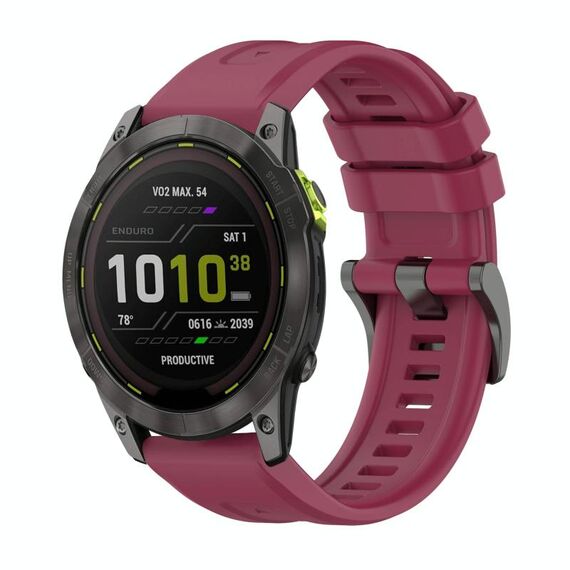 Per Garmin Enduro 3 Pure Color Steel Buckle 26mm Cinturino in silicone (rosso vino)