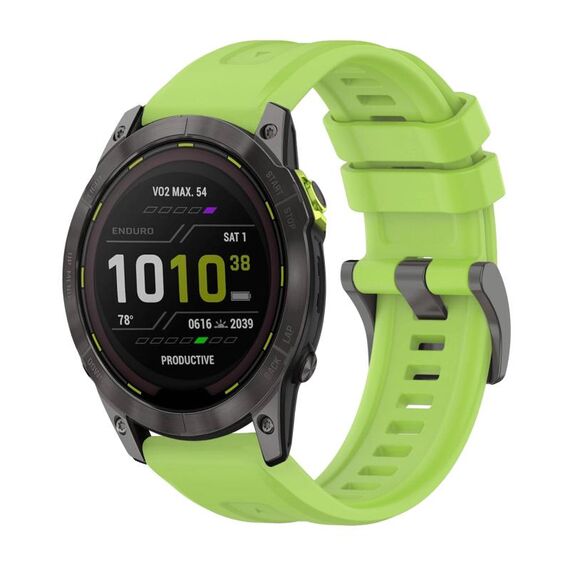 Per Garmin Enduro 3 Pure Color Steel Buckle 26mm Cinturino in silicone (Lime)