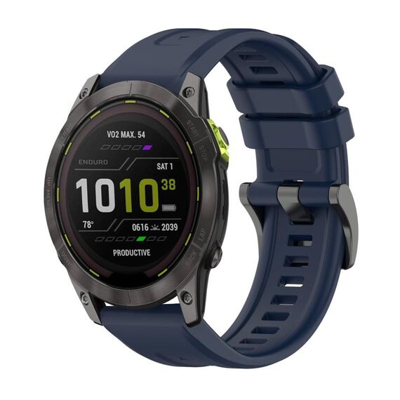 Per Garmin Enduro 3 Pure Color Steel Buckle 26mm Cinturino in silicone (blu notte)