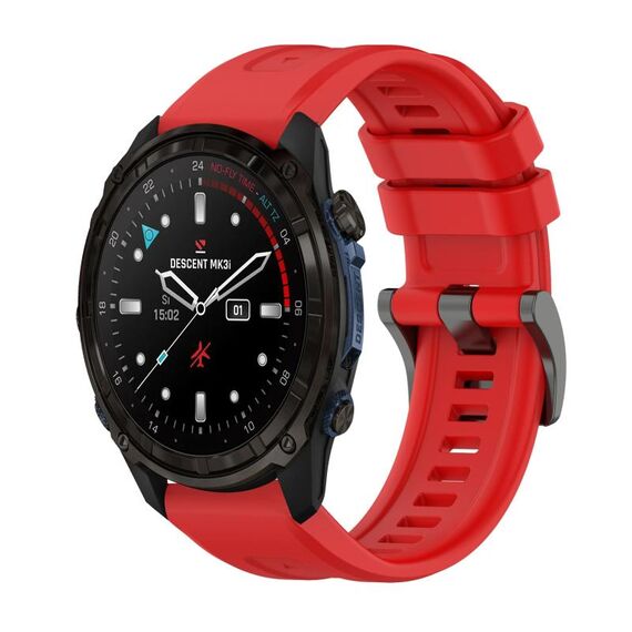 Per Garmin Descent Mk3i 51mm Pure Color Fibbia in acciaio 26mm Cinturino in silicone (rosso)