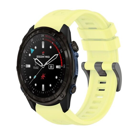 Per Garmin Descent Mk3i 51mm Pure Color Fibbia in acciaio 26mm Cinturino in silicone (giallo)