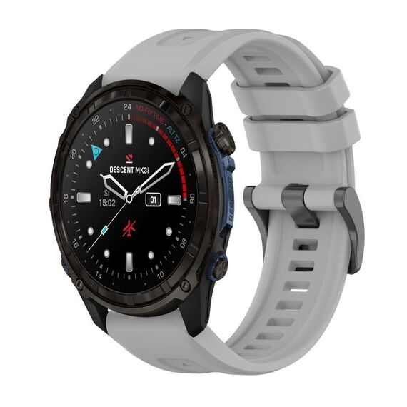 Per Garmin Descent Mk3i 51mm Pure Color Fibbia in acciaio 26mm Cinturino in silicone (grigio)