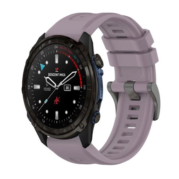 Per Garmin Descent Mk3i 51mm Pure Color Fibbia in acciaio 26mm Cinturino in silicone (Roland Purple)