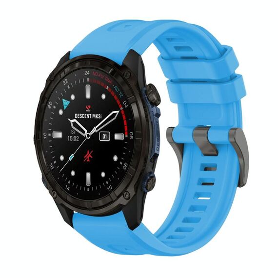 Per Garmin Descent Mk3i 51mm Pure Color Fibbia in acciaio 26mm Cinturino in silicone (blu cielo)