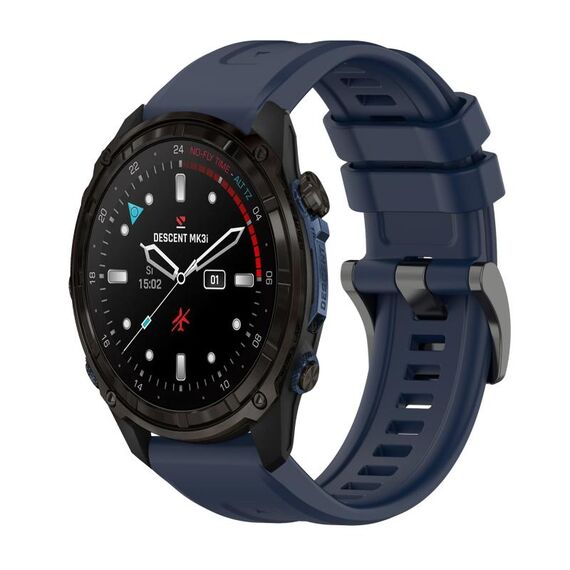 Per Garmin Descent Mk3i 51mm Pure Color Fibbia in acciaio 26mm Cinturino in silicone (blu notte)