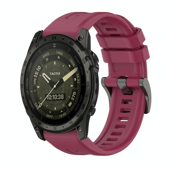 Per Garmin Tactix 7 AMOLED Pure Color Fibbia in acciaio Cinturino in silicone da 26 mm (rosso vino)