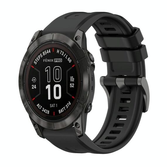 Per Garmin Fenix ​​7X Pro 51mm Pure Color Fibbia in acciaio 26mm Cinturino in silicone (nero)