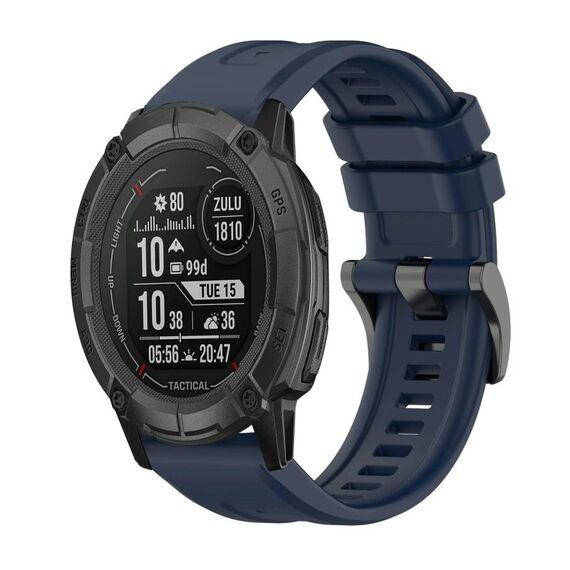Per Garmin Instinct 2X Solar Pure Color Steel Buckle 26mm Cinturino in silicone (blu notte)