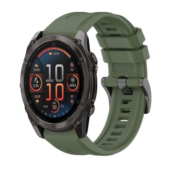 Per Garmin Fenix ​​8 AMOLED 47mm Pure Color Fibbia in acciaio 22mm Cinturino in silicone (verde scuro)