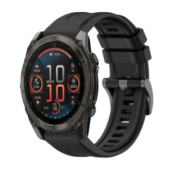 Per Garmin Fenix ​​8 AMOLED 47mm Pure Color Fibbia in acciaio 22mm Cinturino in silicone (nero)