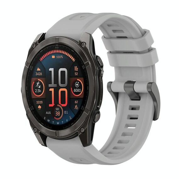 Per Garmin Fenix ​​8 AMOLED 47mm Pure Color Fibbia in acciaio 22mm Cinturino in silicone (grigio)