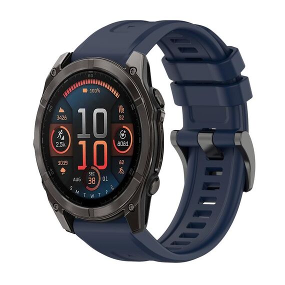 Per Garmin Fenix ​​8 AMOLED 47mm Pure Color Fibbia in acciaio 22mm Cinturino in silicone (blu notte)