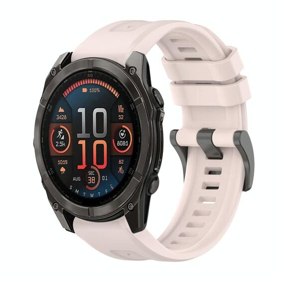 Per Garmin Fenix ​​8 AMOLED 47mm Pure Color Fibbia in acciaio 22mm Cinturino in silicone (rosa)